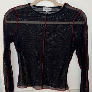 superdown Black and Red Long Sleeve Top